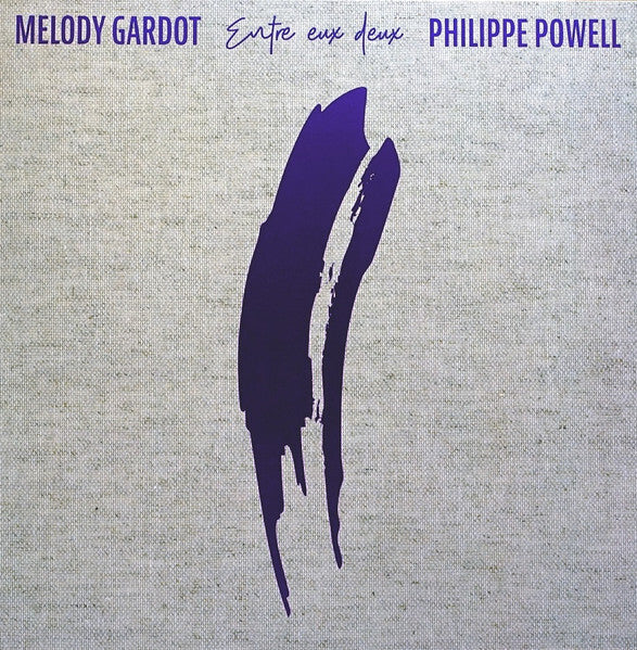 Melody Gardot and Philippe Powell vinyl record cover with abstract purple brushstrokes on linen background