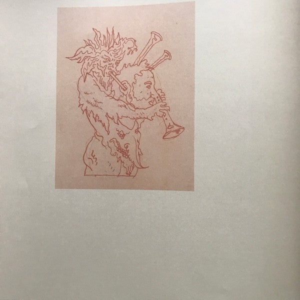 Line art of a mythical creature playing a trumpet, minimalist sketch on a light background.