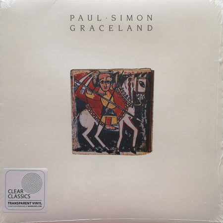 Paul Simon Graceland vinyl record cover with colorful art of a rider on a horse, transparent vinyl edition.
