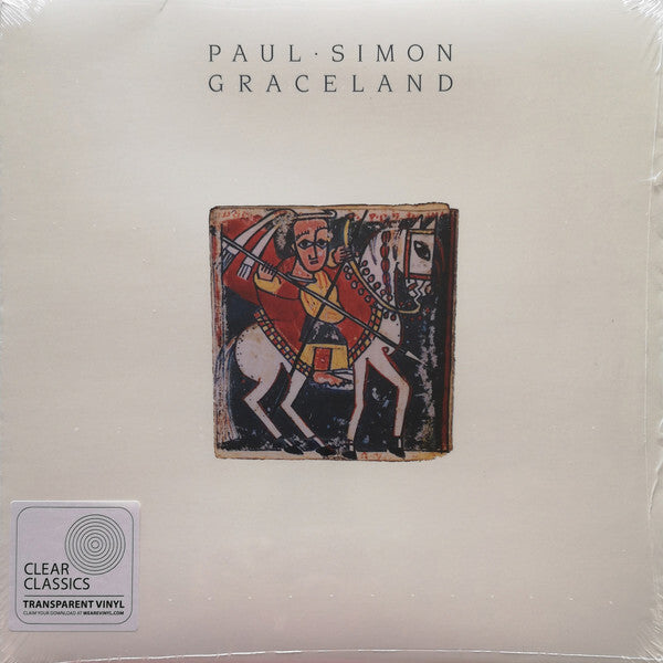 Paul Simon Graceland vinyl record cover with colorful art of a rider on a horse, transparent vinyl edition.