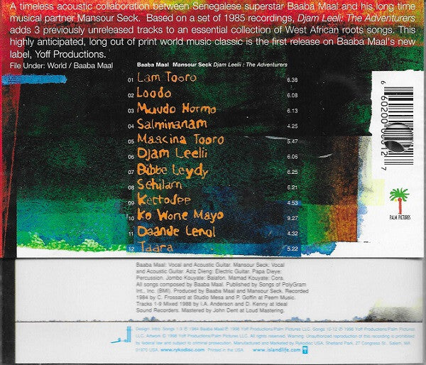 Baaba Maal & Mansour Seck - Djam Leelii : The Adventurers - Used CD