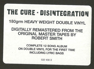 The Cure – Disintegration - Remastered - 180Grm - 2LP - Brand New Vinyl