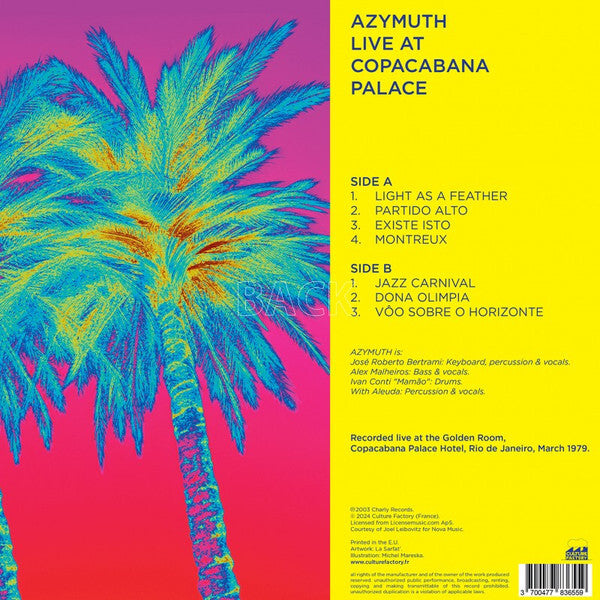 Azymuth - Live At The Copacabana Palace - Limited Edition Blue Green Vinyl