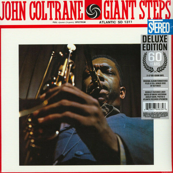 John Coltrane Giant Steps 60th Anniversary deluxe vinyl album cover with saxophone player