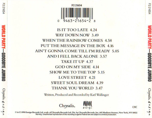 World Party - Goodbye Jumbo - Used CD