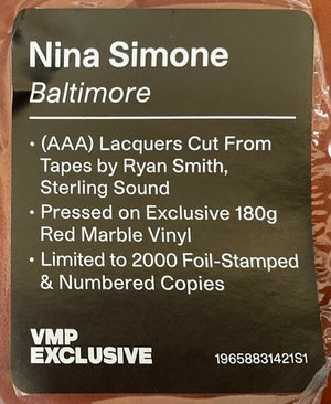 Nina - Baltimore - Limited Edition - Red Marble - 1 LP - Brand New/Sealed Vinyl