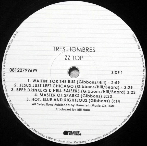 ZZ Top - Tres Hombres - 1 LP - 180Gram - Brand New/Sealed Vinyl
