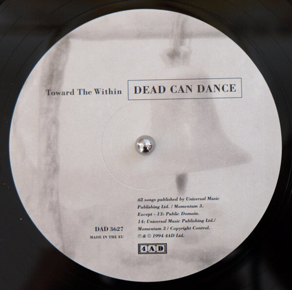 Dead Can Dance Toward the Within vinyl record label close-up, 4AD, classic music album