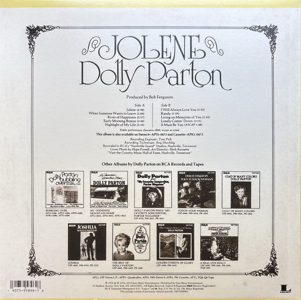 Dolly Parton - Jolene | RCA Legacy LP
