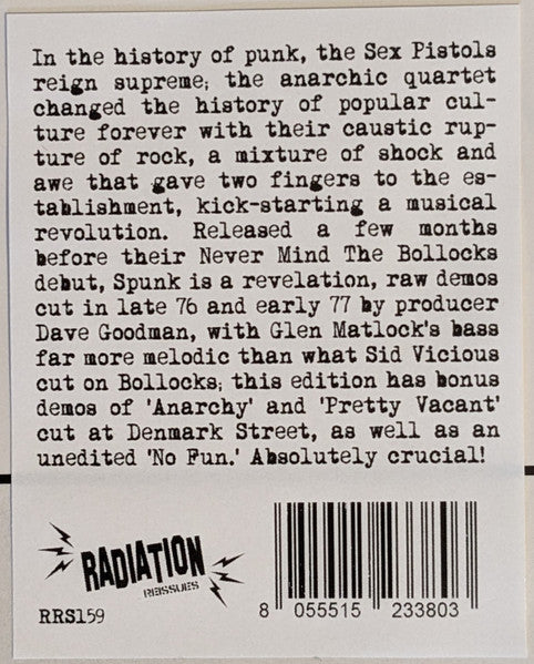 Sex Pistols - Spunk The Demos 1976-1977 | Radiation Reissues LP