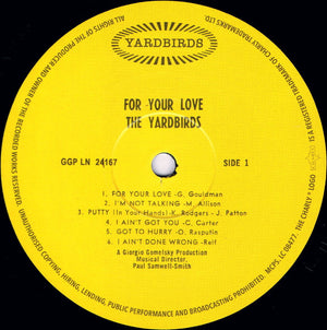 The Yardbirds - For Your Love | Mono LP | Clapton Beck