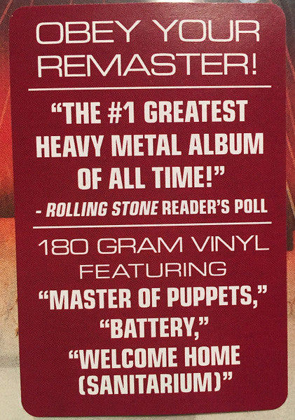 Metallica - Master Of Puppets | Remastered 180 Gram LP | #1 Metal Album All Time