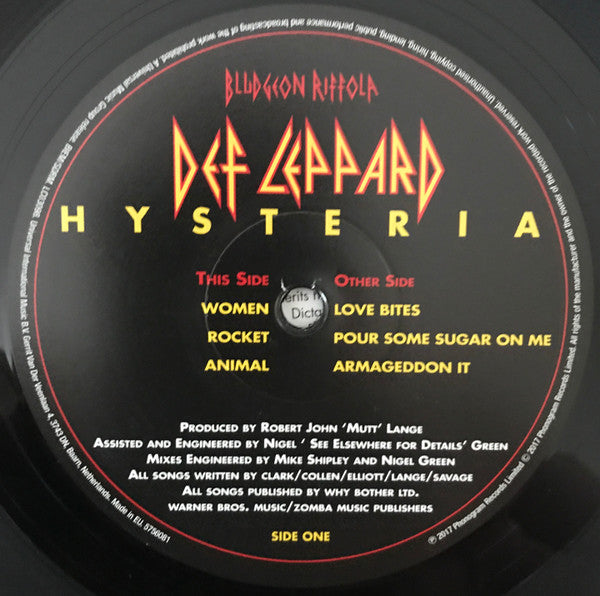 Def Leppard - Hysteria | 2LP Vinyl | Remastered 180 Gram 1987 Rock Album