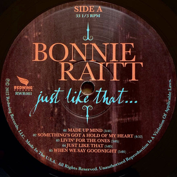 Bonnie Raitt - Just Like That | Redwing Record LP