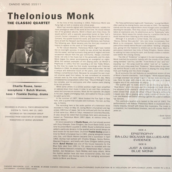 Thelonious Monk - The Classic Quartet | 180g Mono LP | Remastered