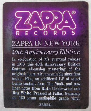 Frank Zappa - Zappa In New York | 40th Anniversary Edition | 2LP Live Album