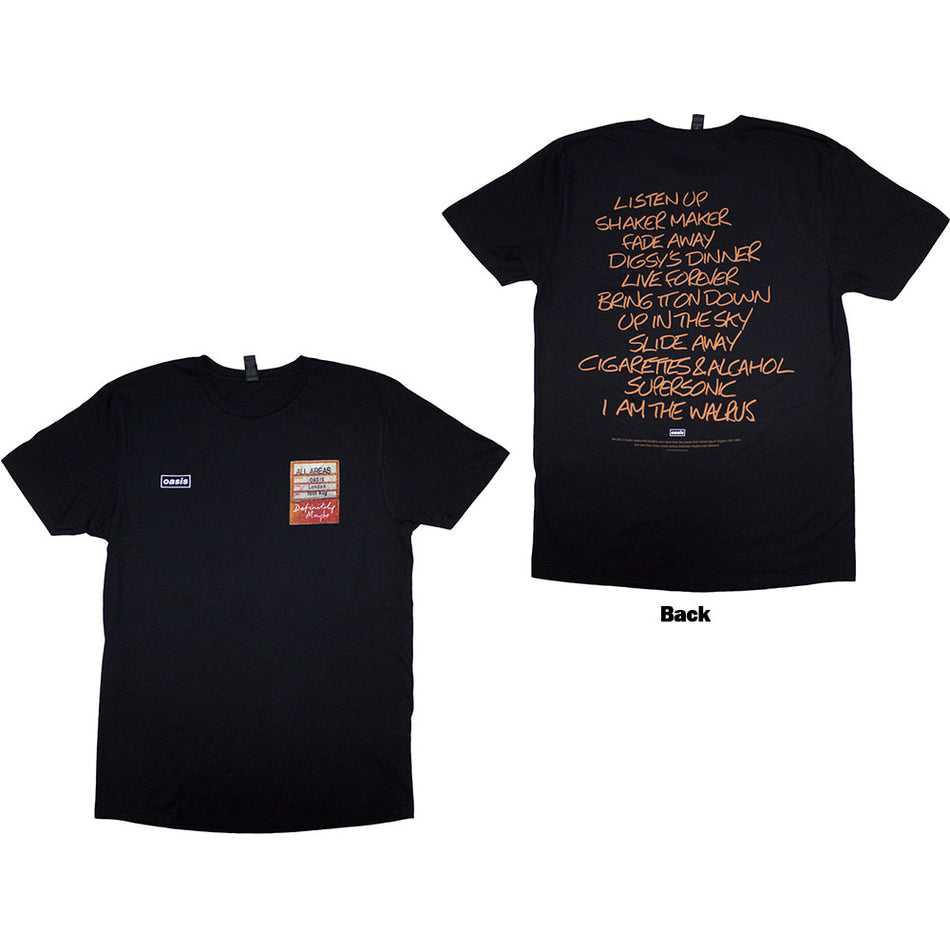Oasis Definitely Maybe AAA Setlist Black