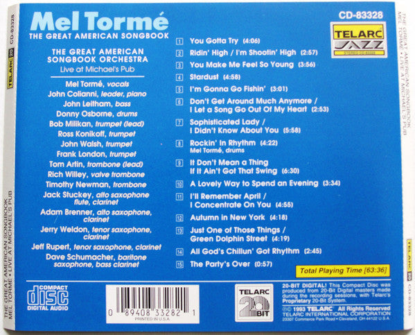 Mel Tormé - The Great American Songbook - Live At Michael's Pub - Used CD