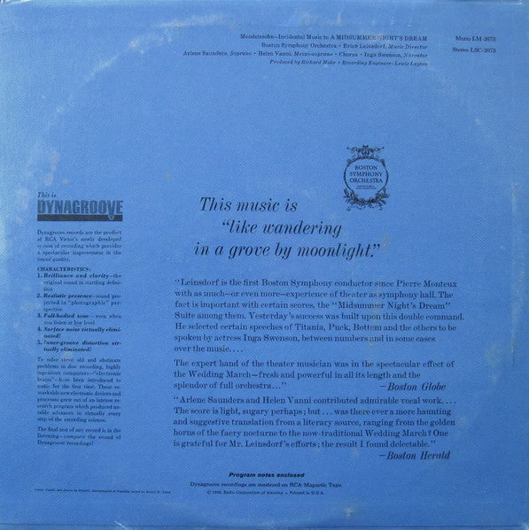 Mendelssohn - Incidental Music To A Midsummer Night's Dream - Preowned Vinyl