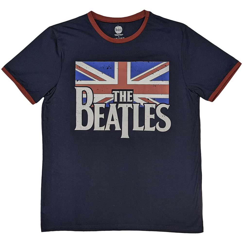 The Beatles Drop T Logo & Vintage Flag Blue