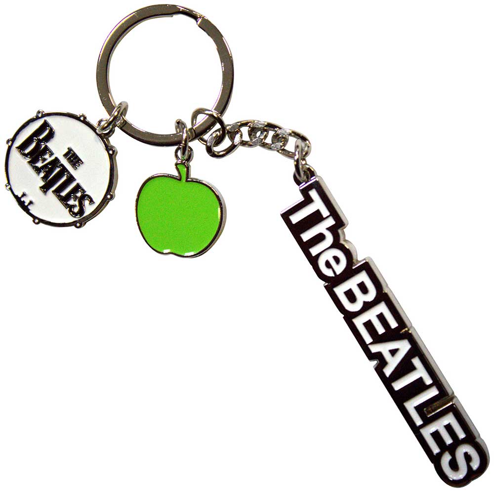 The Beatles Text Logo Drop T Drum & Apple Charms